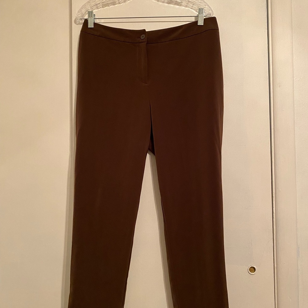 Chico's Brown Women's Straight Leg Pants with slit in side with faux welt pocket